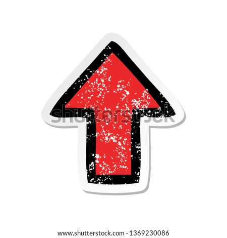 distressed sticker of a cute cartoon pointing arrow