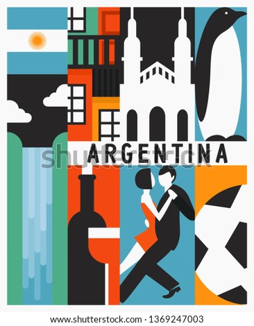 Argentina background, icon set