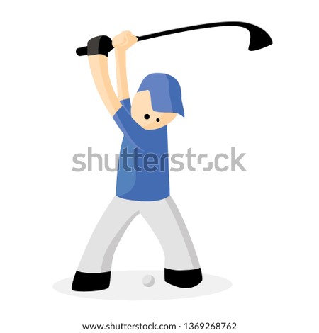 man swings a club for a strike. Sport, golf. Vector
