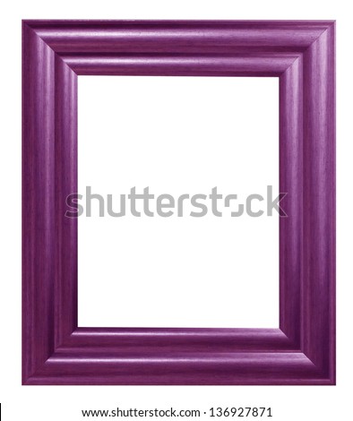 Old antique wooden picture frame Purple white background.
