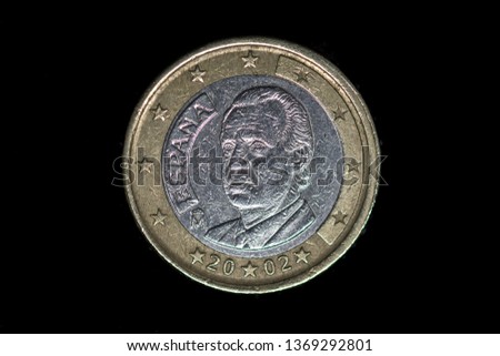 A Euro Coin with the Spanish king, Juan Carlos I face