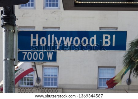 Hollywood Blvd Road Sign Los Angeles