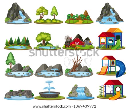 Set of islands for decoration illustration