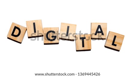 DIGITAL text on wooden cubes on white  background - Image
