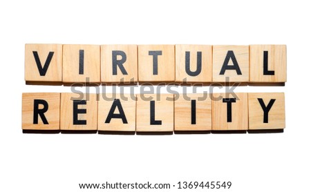 VIRTUAL REALITY text on wooden cubes on white  background - Image