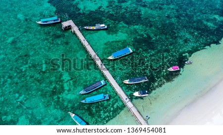 Tanjung kelayang, belitung island boat dock Royalty-Free Stock Photo #1369454081