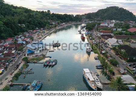 Beautiful River View in the Middle of city Padang  Royalty-Free Stock Photo #1369454090