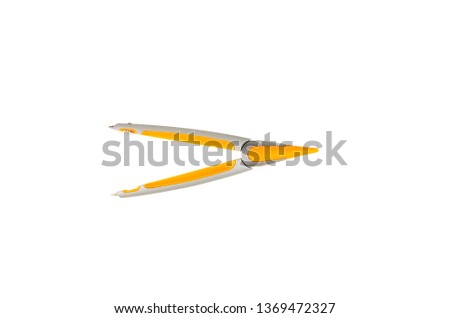 Orange Pencil compasseson a white background