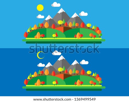 Flat mountains and forest
