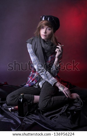 Young woman in young hoodlum image