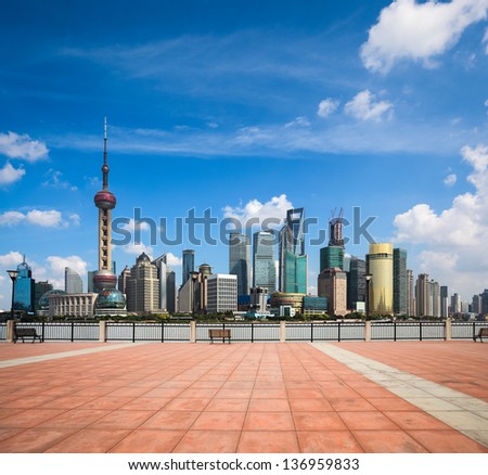 shanghai skyline in daytime,modern cityscape