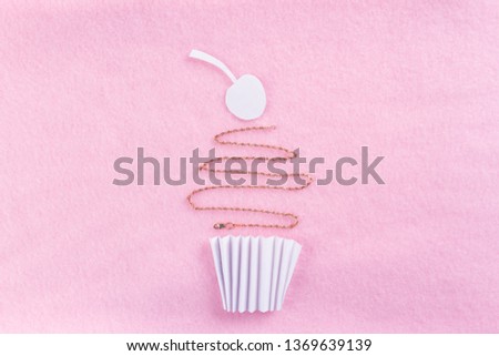 Pink cupcake decorated image. made from paper