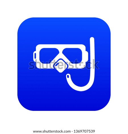 Diving mask snorkel icon blue vector isolated on white background