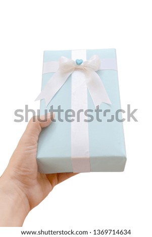 Blue Gift box for you on white Background.