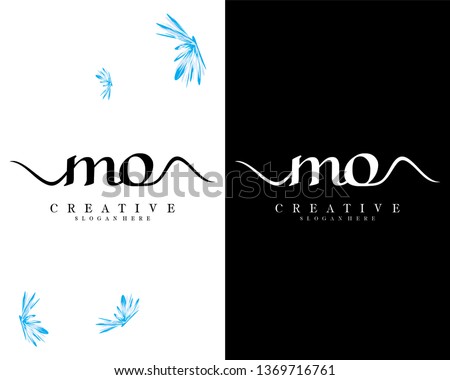 letter mo, om handwriting logo template vector