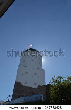 White tower of a castle on a sunny day