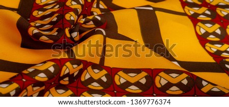 Background texture. silk bright fabric Mosaic geometric shapes Composition with colorful stained glass Grid design Illustration red yellow brown colors