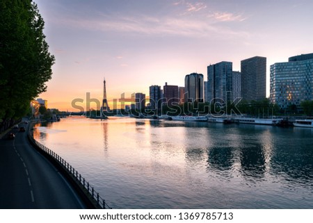 Paris skyline with Eiffel tower in background at Paris, France.