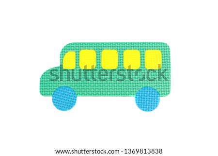 Image of colored Bus, toy on the white background
