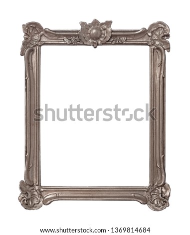 Silver frame for paintings, mirrors or photo isolated