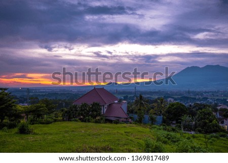 Sunset with views of Malang's Java city of Indonesia