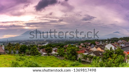 Sunset with views of Malang's Java city of Indonesia