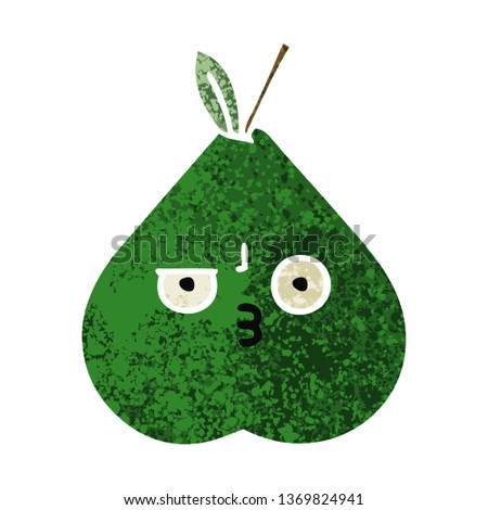 retro illustration style cartoon of a pear