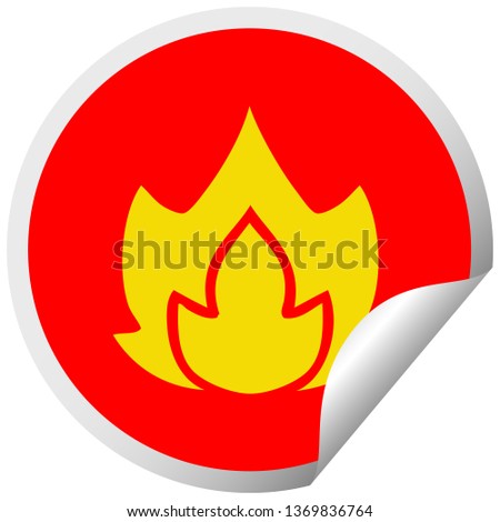 circular peeling sticker cartoon of a fire