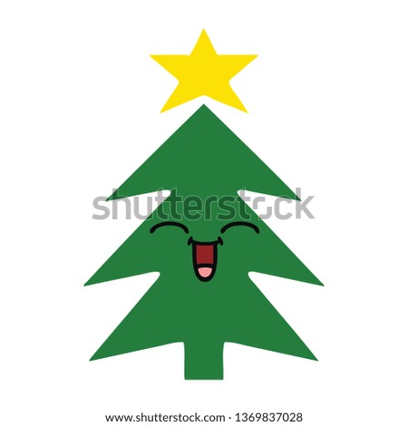 flat color retro cartoon of a christmas tree