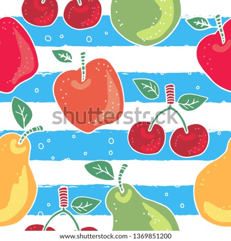 Seamless pattern with fruits. Vector illustration. Design element for wallpaper, fabric or wrapping paper.