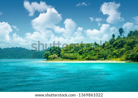 Beautiful paradise green island in the ocean. Tropics. Thailand Andaman Sea.