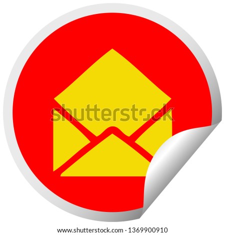 circular peeling sticker cartoon of a paper envelope