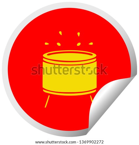 circular peeling sticker cartoon of a drum