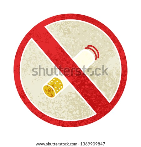 retro illustration style cartoon of a no smoking allowed sign