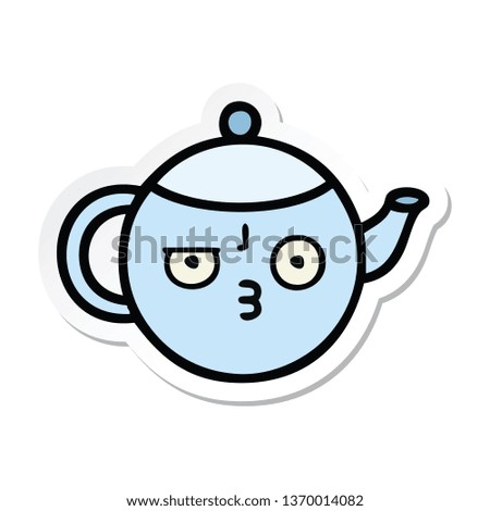 sticker of a cute cartoon tea pot