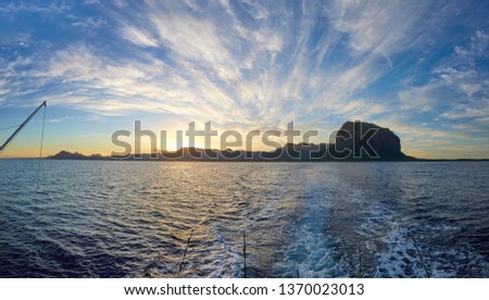 Fishing at sunrise, Le Morne Brabant, Mauritius, Indian ocean