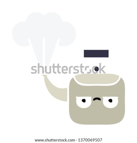flat color retro cartoon of a steaming kettle