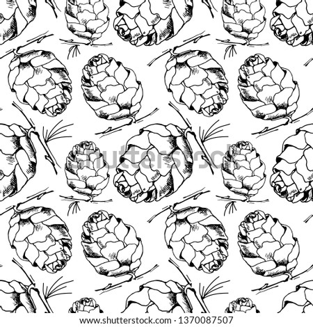 Decorative seamless pattern with pine cones. Suitable for textiles, wallpapers, wrappers, covers, gift wrapping. 