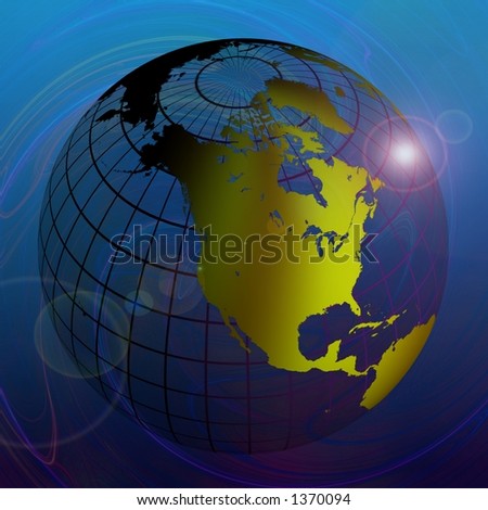 Transparent Globe on Blue Background