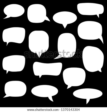 Set, collection of flat style vector speech bubbles, clouds, balloons. Modern motion design shapes with rounded edges.
