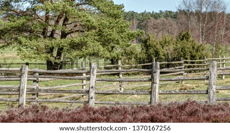 Old, wooden wicker fence in the Lueneburg Heath.
