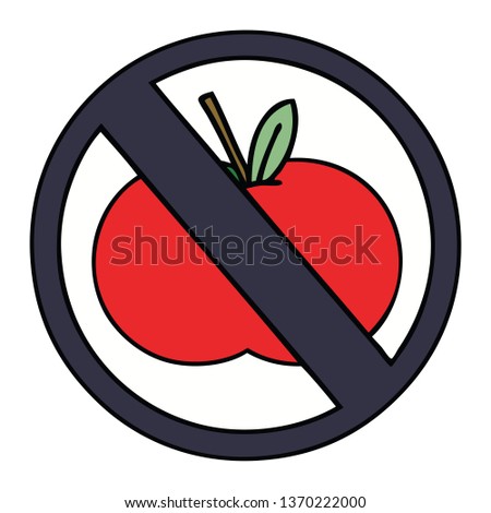 cute cartoon of a no food allowed sign