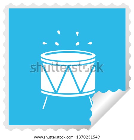 square peeling sticker cartoon of a drum