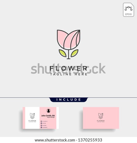 flower floral line beauty premium simple logo template