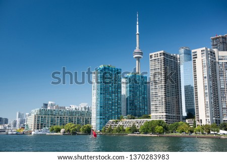 Toronto city skyline view from lake Ontario, Canada