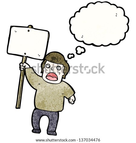 cartoon political protester with sign