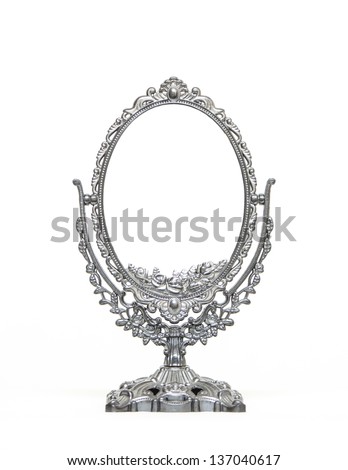 Silver Vintage Mirror isolated on white background