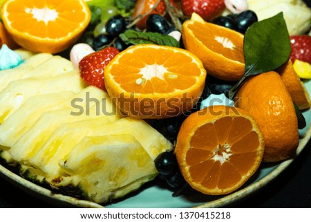  plate with fruits on the holiday table