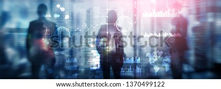 Business intelligence. Diagram, Graph, Stock Trading, Investment dashboard, transparent blurred background.