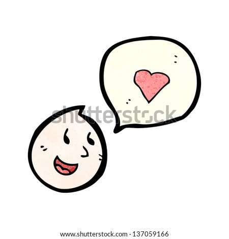 cartoon face with love heart